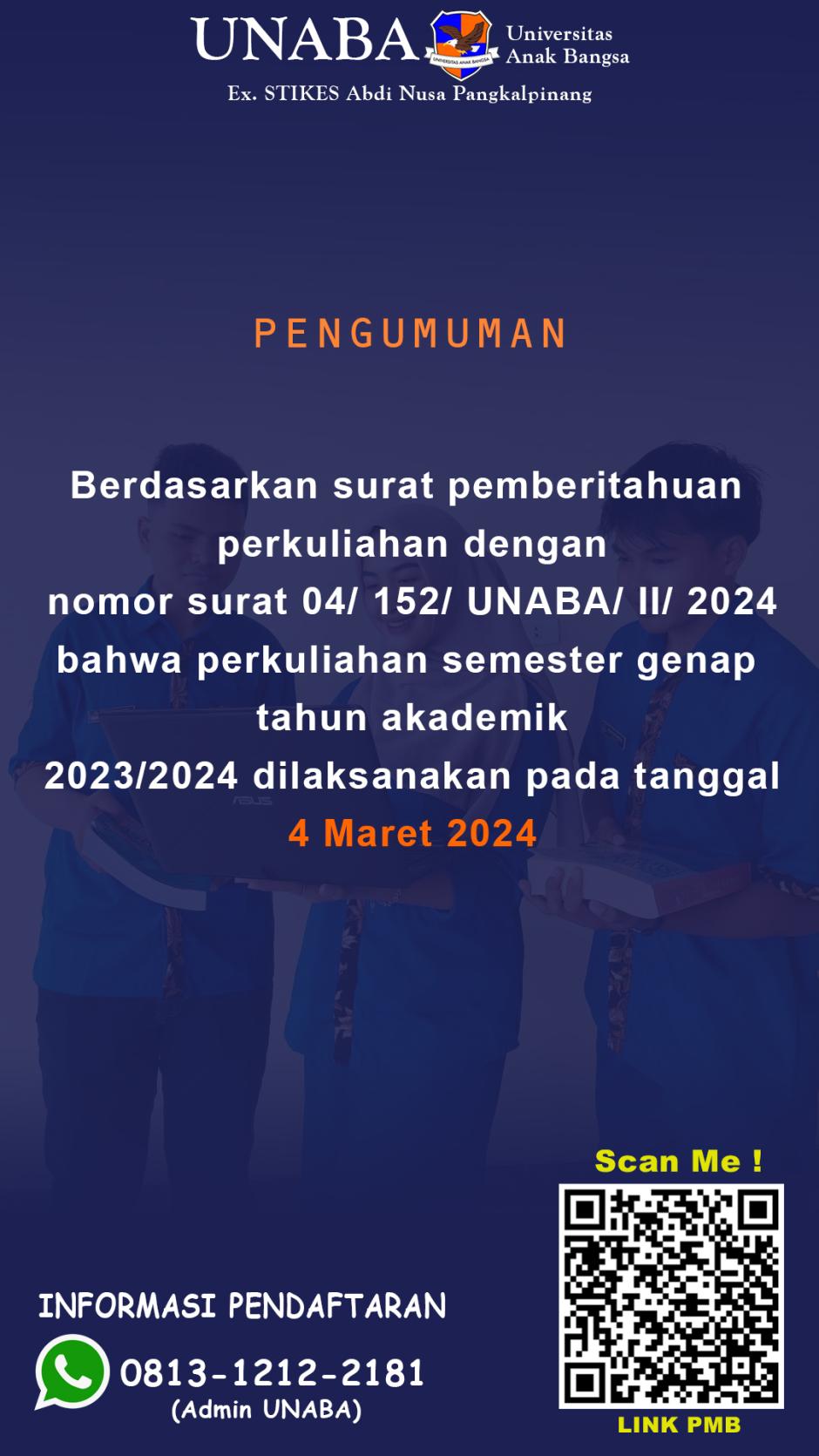 Masuk Kuliah Semester Genap T.A 2023/2024